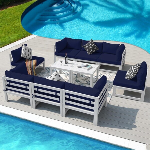 Nicesoul White Aluminum Modern Patio Furniture Sectional Sofa Set with Cushion