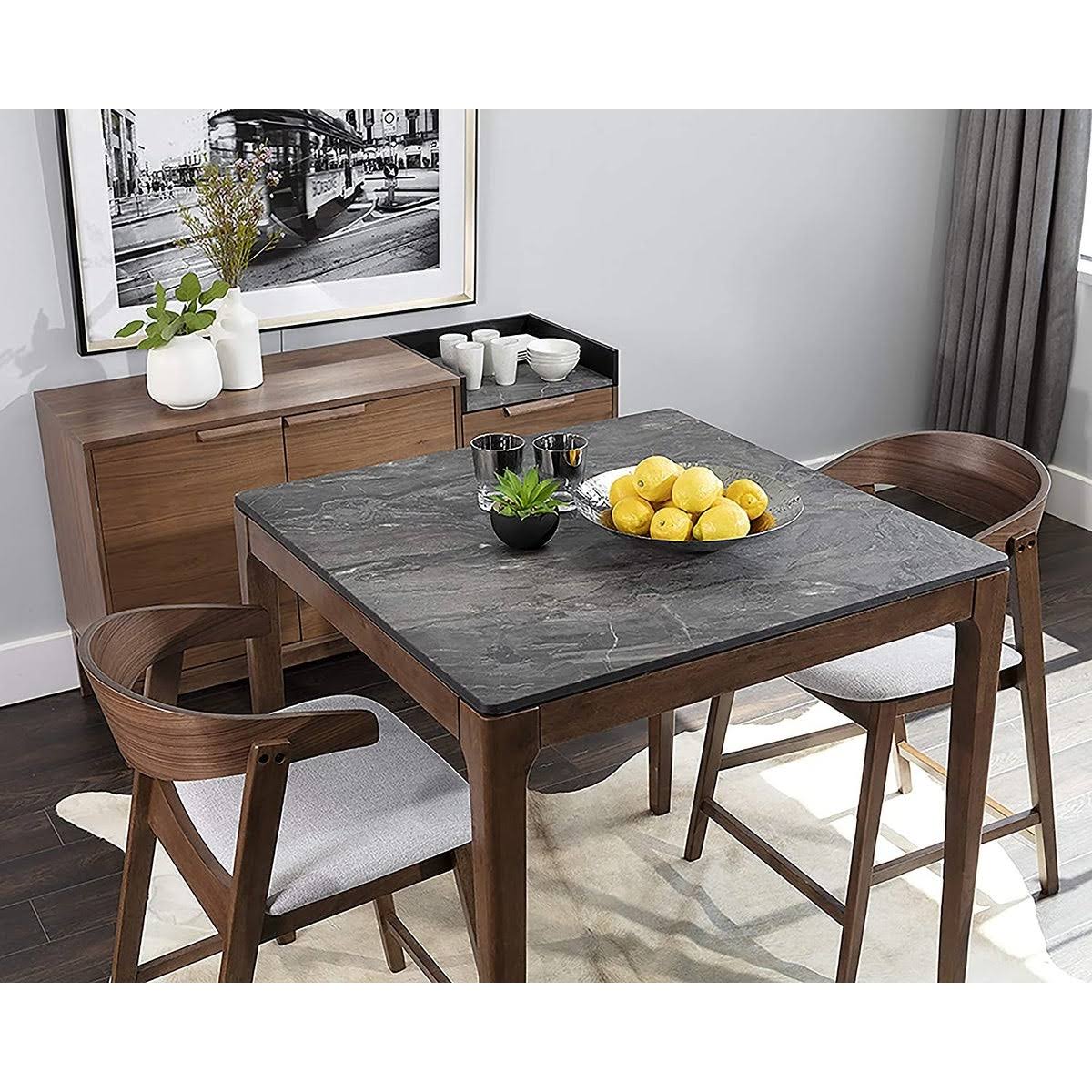 Sunpan Jaxton Wood Counter Table Set with 2 Haisley Counter Stools in Light Gray - 107258