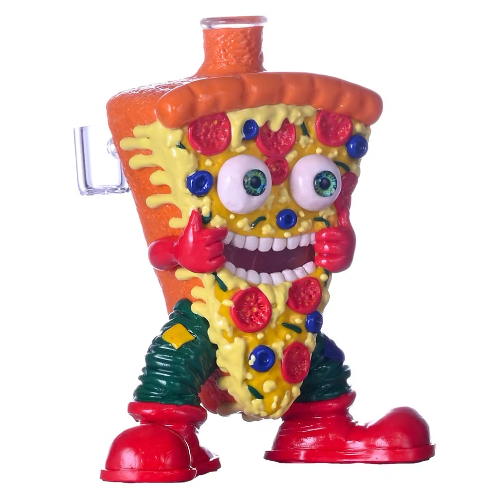 Random Pizza Slice mini dab rig cartoon character 14mm male bowl glass