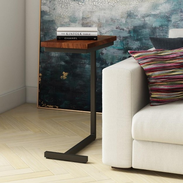 Simplihome Side Table Gowen Dark Cognac Brown Black Leg Color