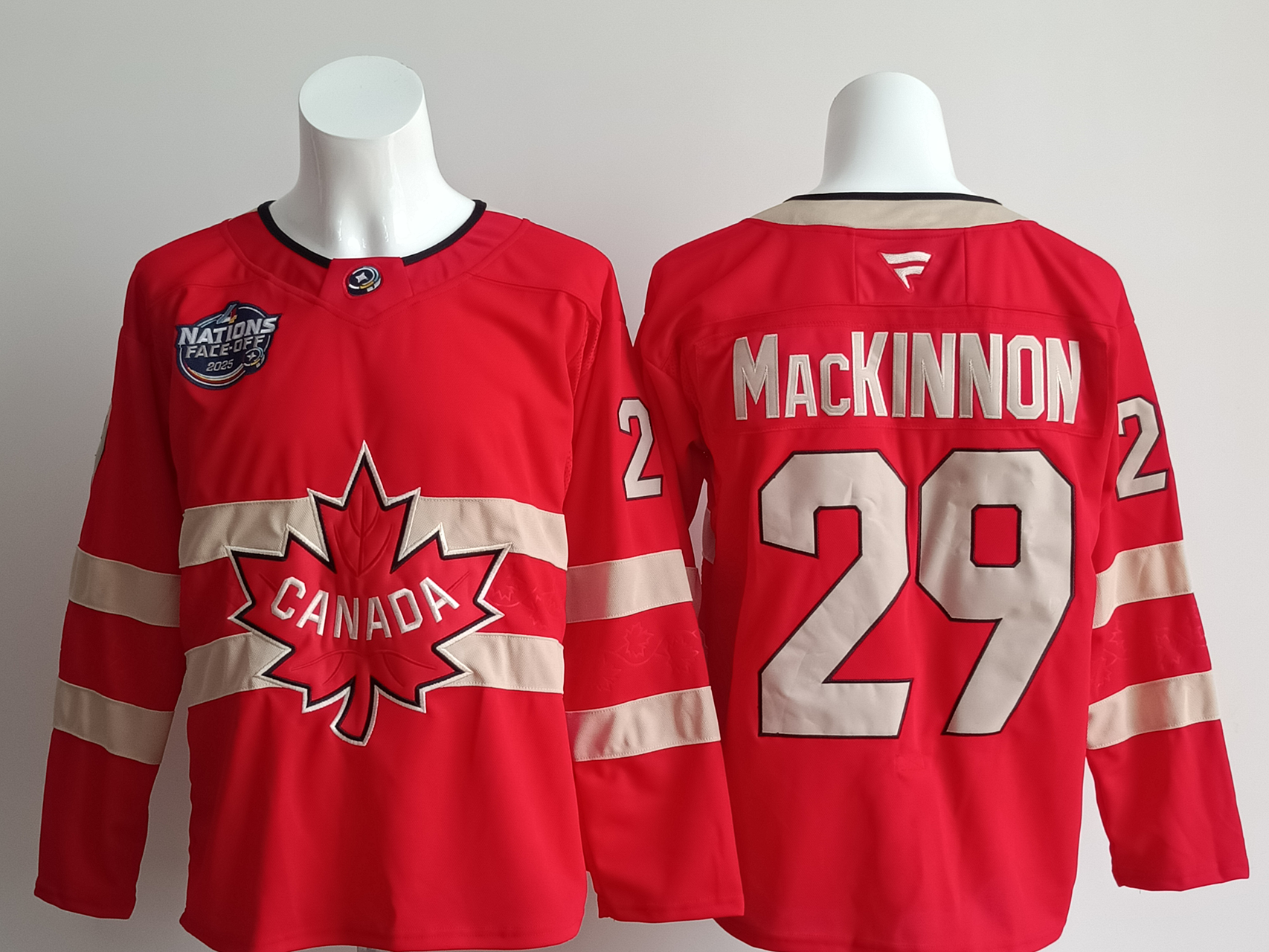 Men's Canada 2025 4 Nations Face-Off Nathan MacKinnon #29 Fanatics Red Player Jersey
