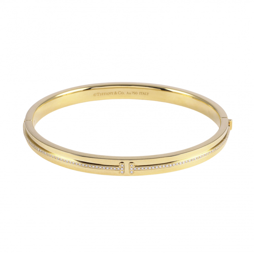 Tiffany & Co. Tiffany T Two Hinge Diamond Bracelet 18K White Gold & 18K Yellow Gold