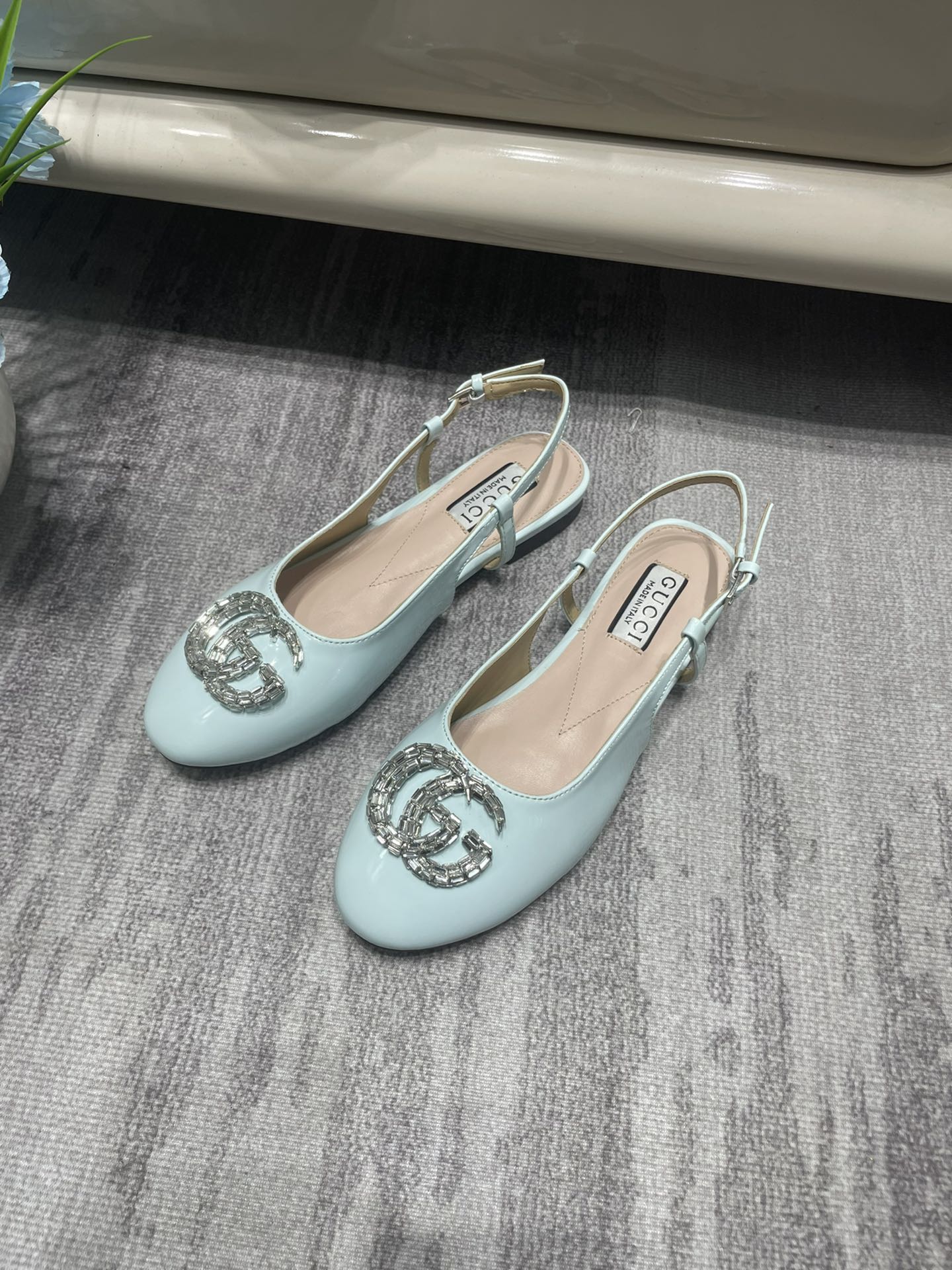 Gucci Women’S Ballerina With Double G Pale Green 762765 Bnc00 3401