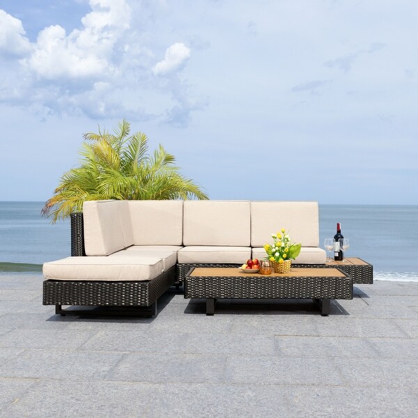 SAFAVIEH Outdoor Allison Corner Patio Conversation Set