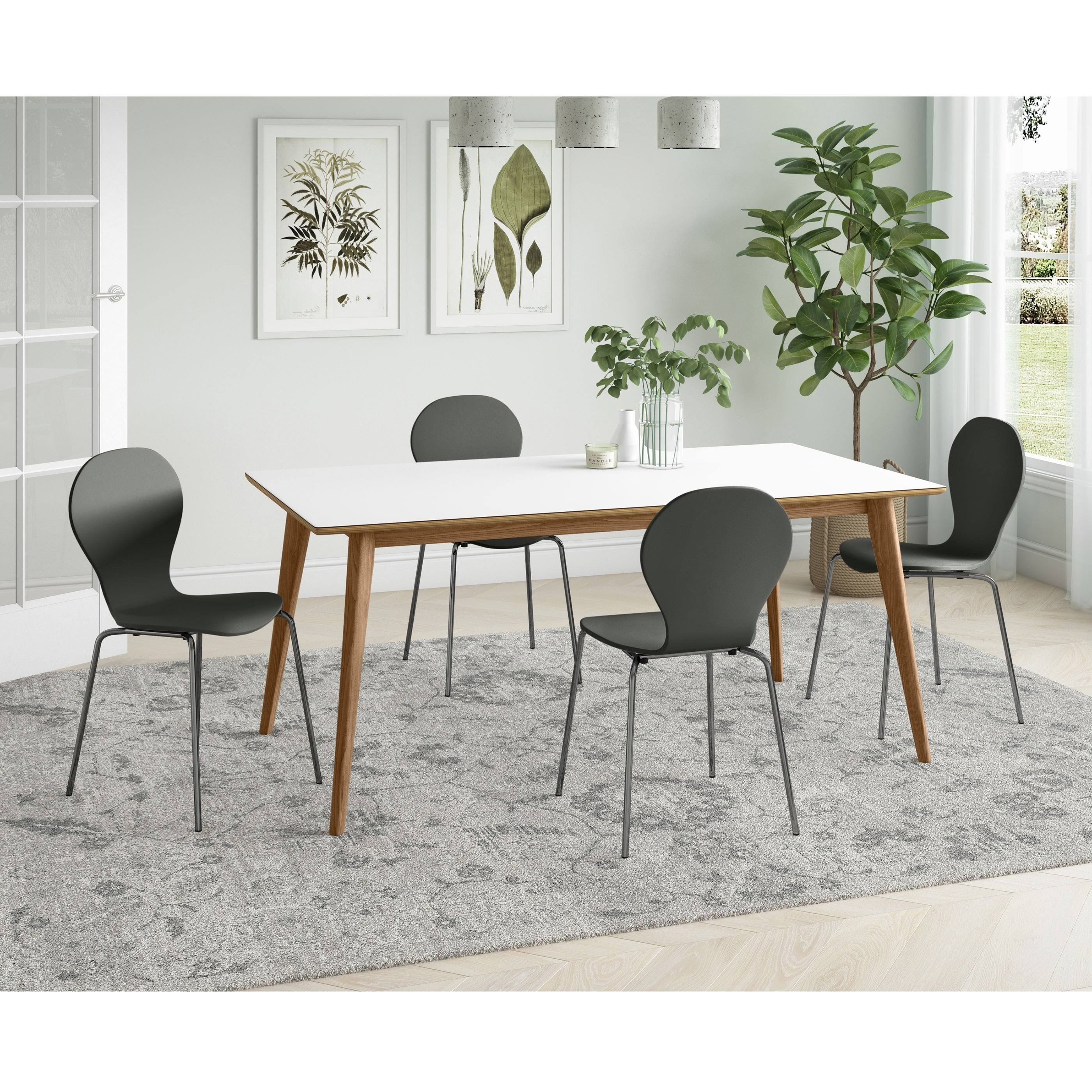 Carson Carrington Flinn Mid Century Modern Armless Dining Chair (Set of 4) - Blue