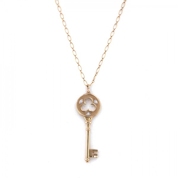 Tiffany & Co. Key Necklace 18K Yellow Gold Diamond