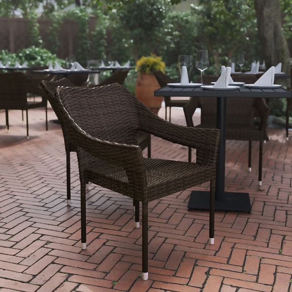 All Weather Commercial Grade PE Rattan Stacking Patio Chairs