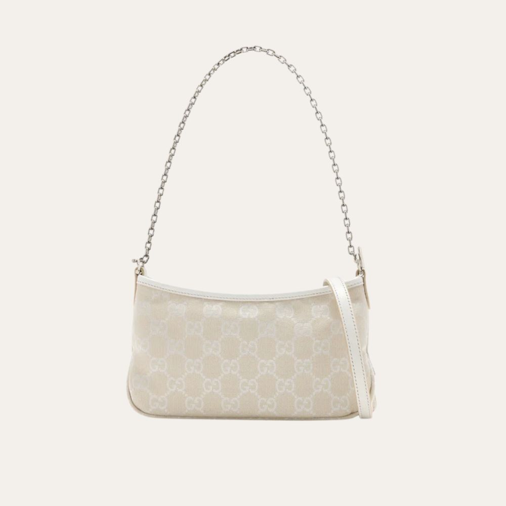 Gucci Gossip Small Shoulder Bag Ivory GG Canvas 8.3 Inches
