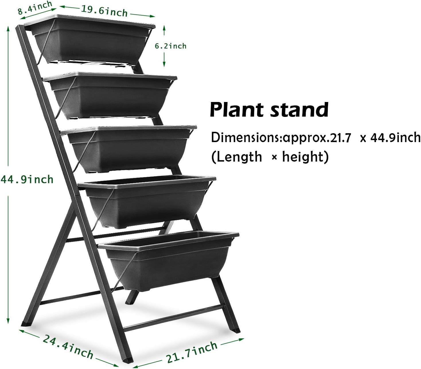 FOYUEE Vertical Herb Garden Planter Box Outdoor Elevated Raised Bed for Vegetables Flower Indoor with Drainage 5 Container