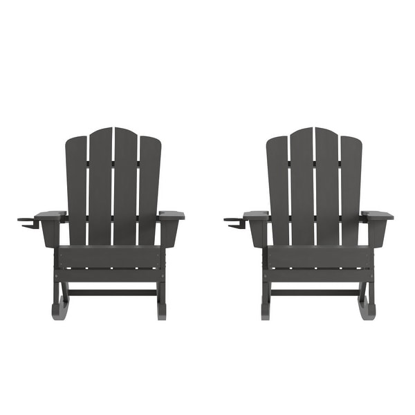 Commercial AllWeather Rocking Adirondack Chair with Swiveling Cupholder