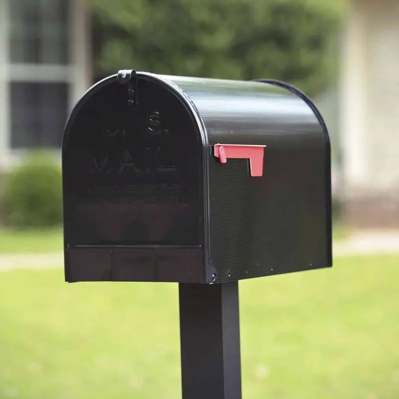 Stanley Jumbo Black Galvanized Steel Post-Mount Mailbox – Extra-Large Capacity, Gibraltar Design