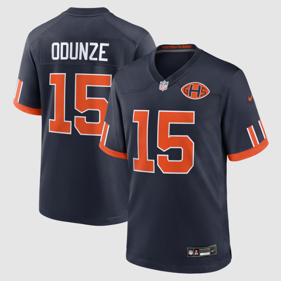 Men's Chicago Bears Rome Odunze #15 Navy 2026 Rivalries Collection Game Jersey