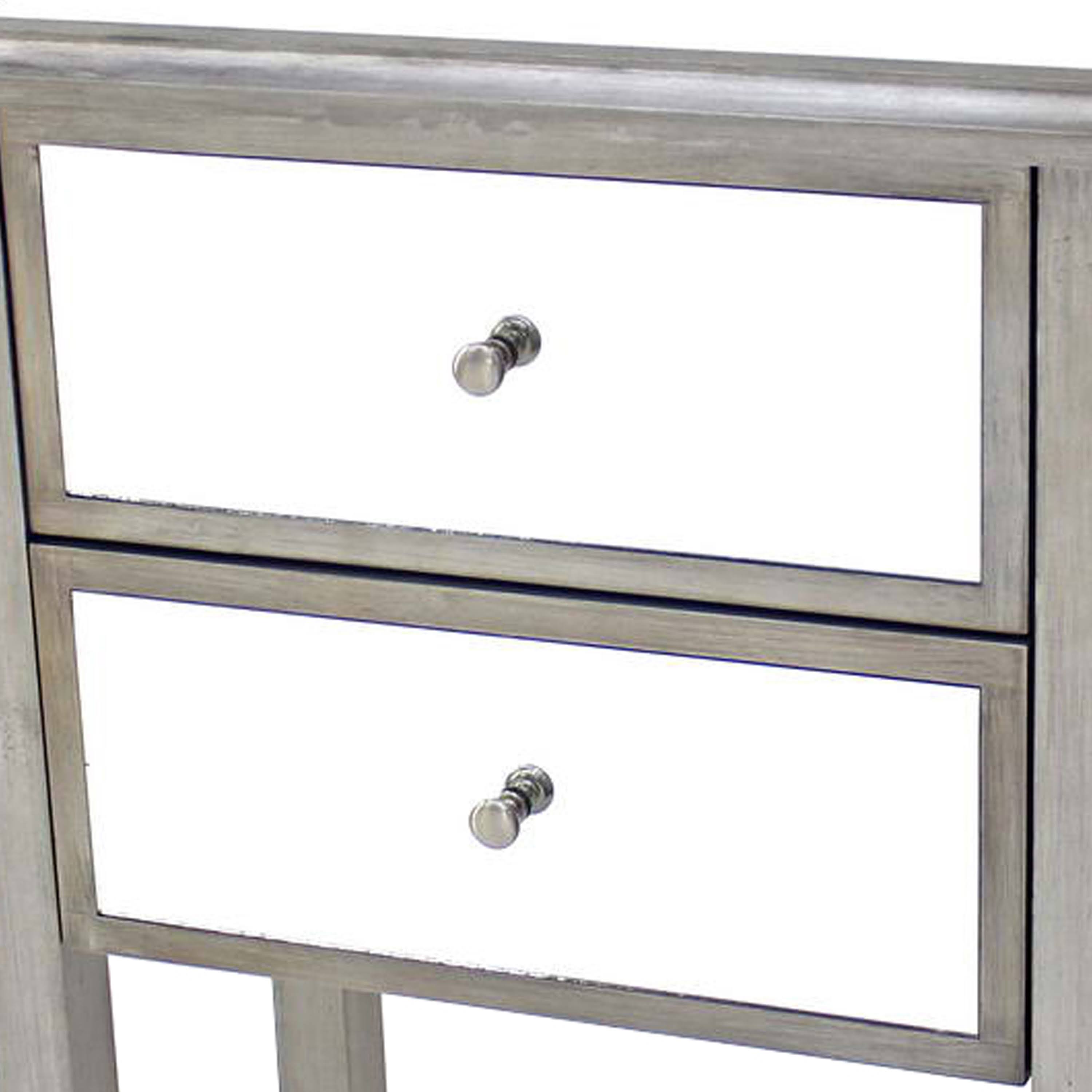 Benzara BM218379 Transitional Style End Table with 2 Storage Drawers and Round Knobs Gray