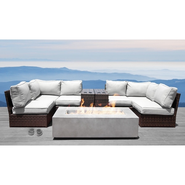 Living Source International Lucca 9piece Cup Table Fire Pit Sectional