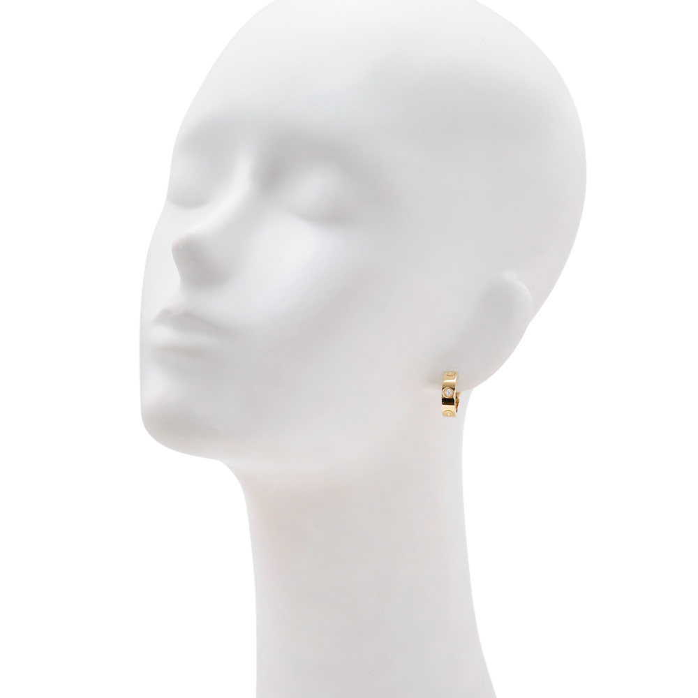 Cartier Love Hoop Classic Model 2 Diamonds Earrings 18K Yellow Gold B8022900