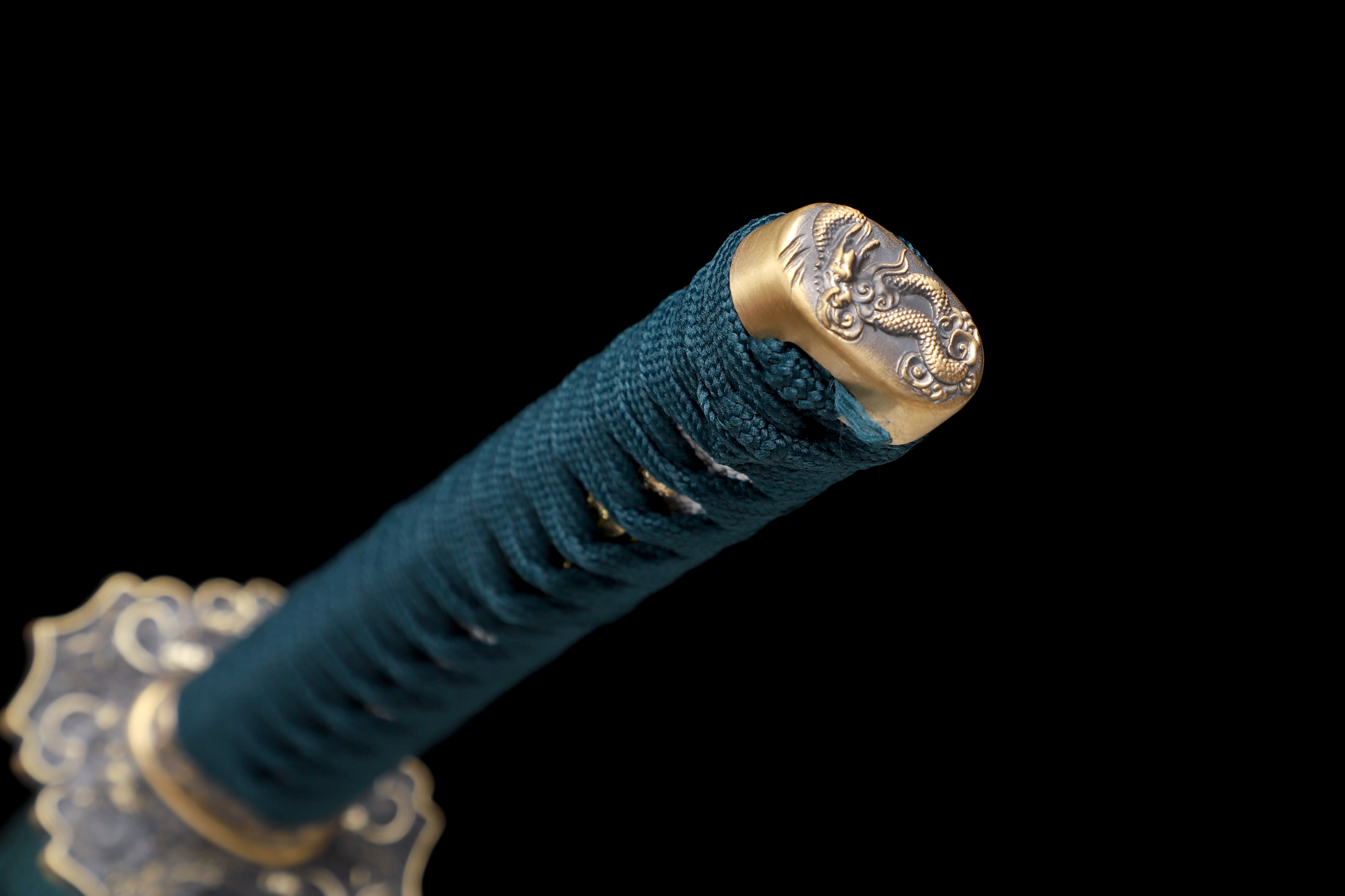 Handmade Katana 9260 Spring Steel Blue Edge Dragon Tsuba Full Tang