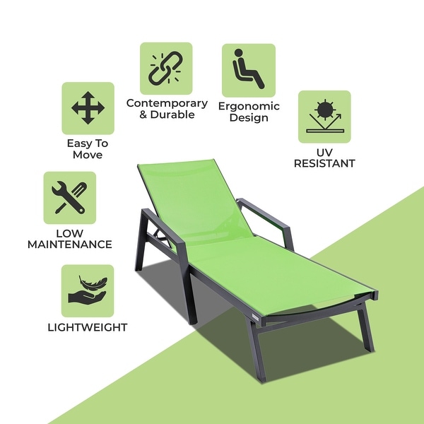 Aluminum Beach Pool Sun Lounge Chair Sling Mesh Fabric With Arms,Stackable Chaise Lounger (Set of 2)
