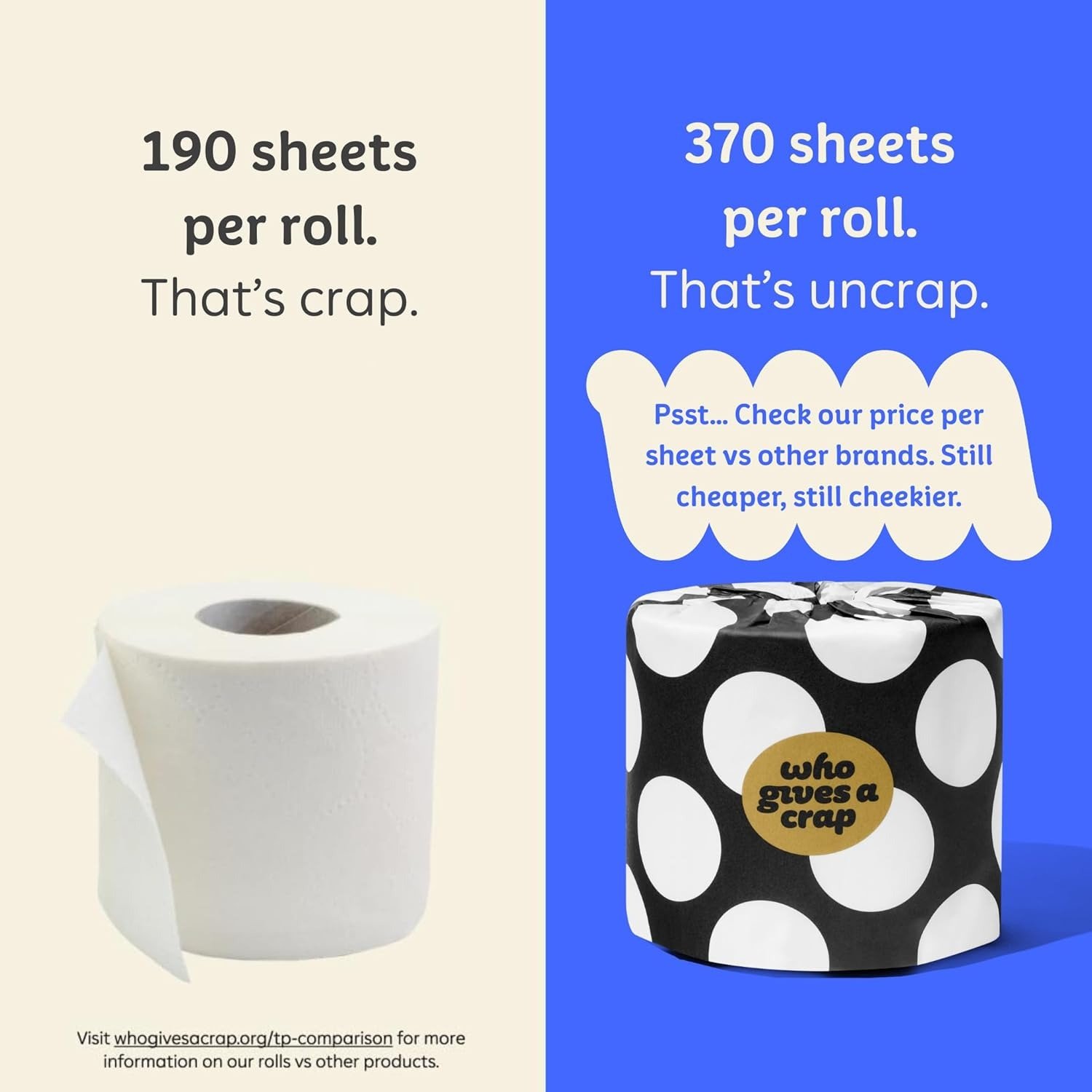 3-Ply Bamboo Toilet Paper, 48 Rolls (370 Sheets Per Roll) Sustainable Bathroom Tissue