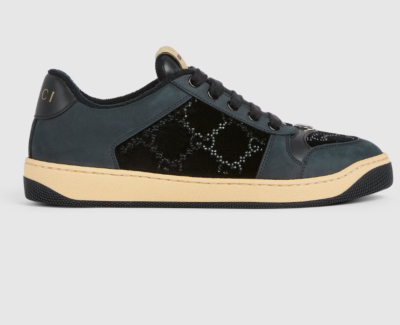 Women's GG crystal Screener sneaker Black GG crystal velvet