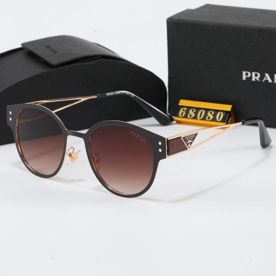 Prada plain glasses sunglasses triangle logo sunglasses - cnluxepick