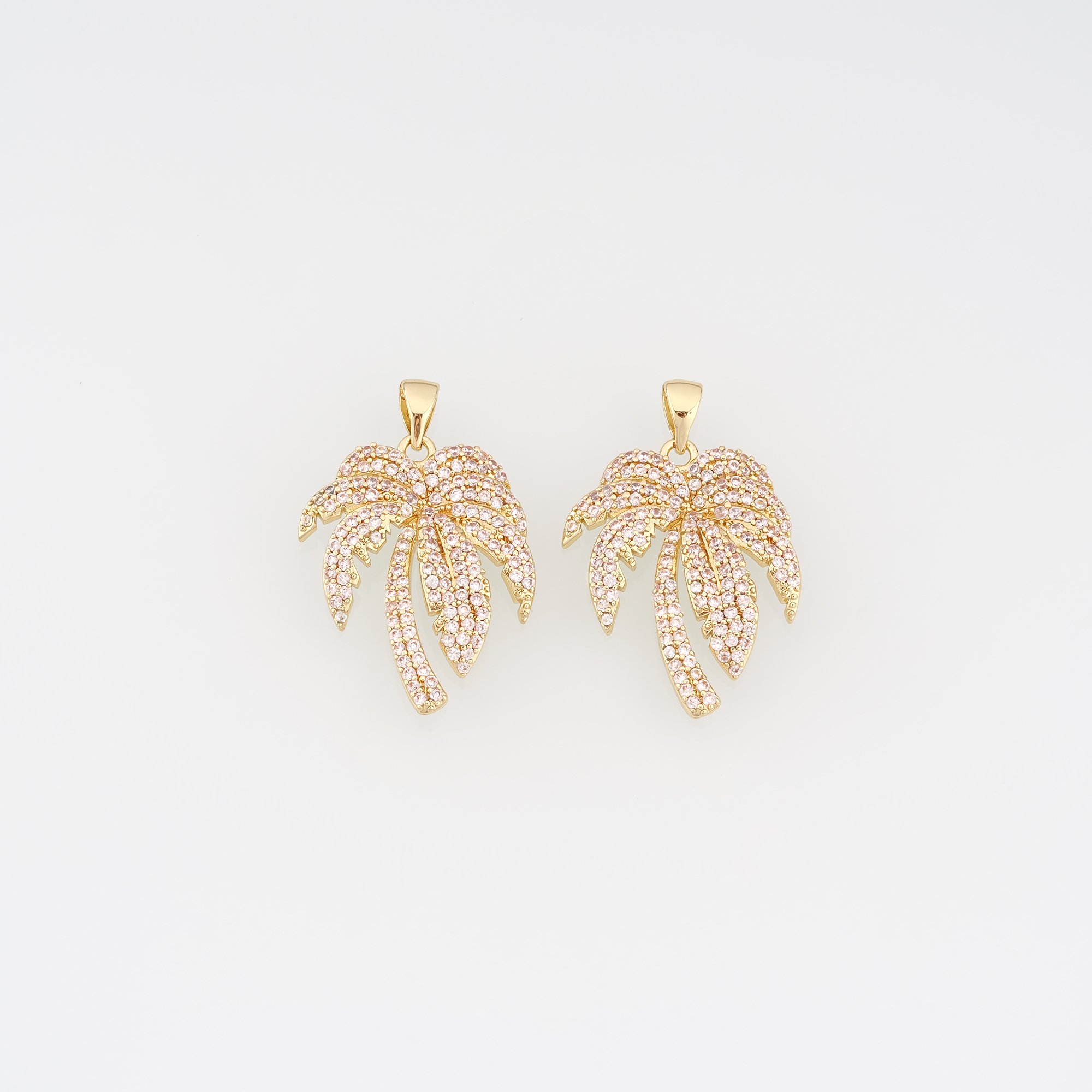 18K Gold Filled Coconut Tree Pendant,CZ Micro Pave Coconut Tree Charm Earrings Necklace for DIY Jewelry Making Supply