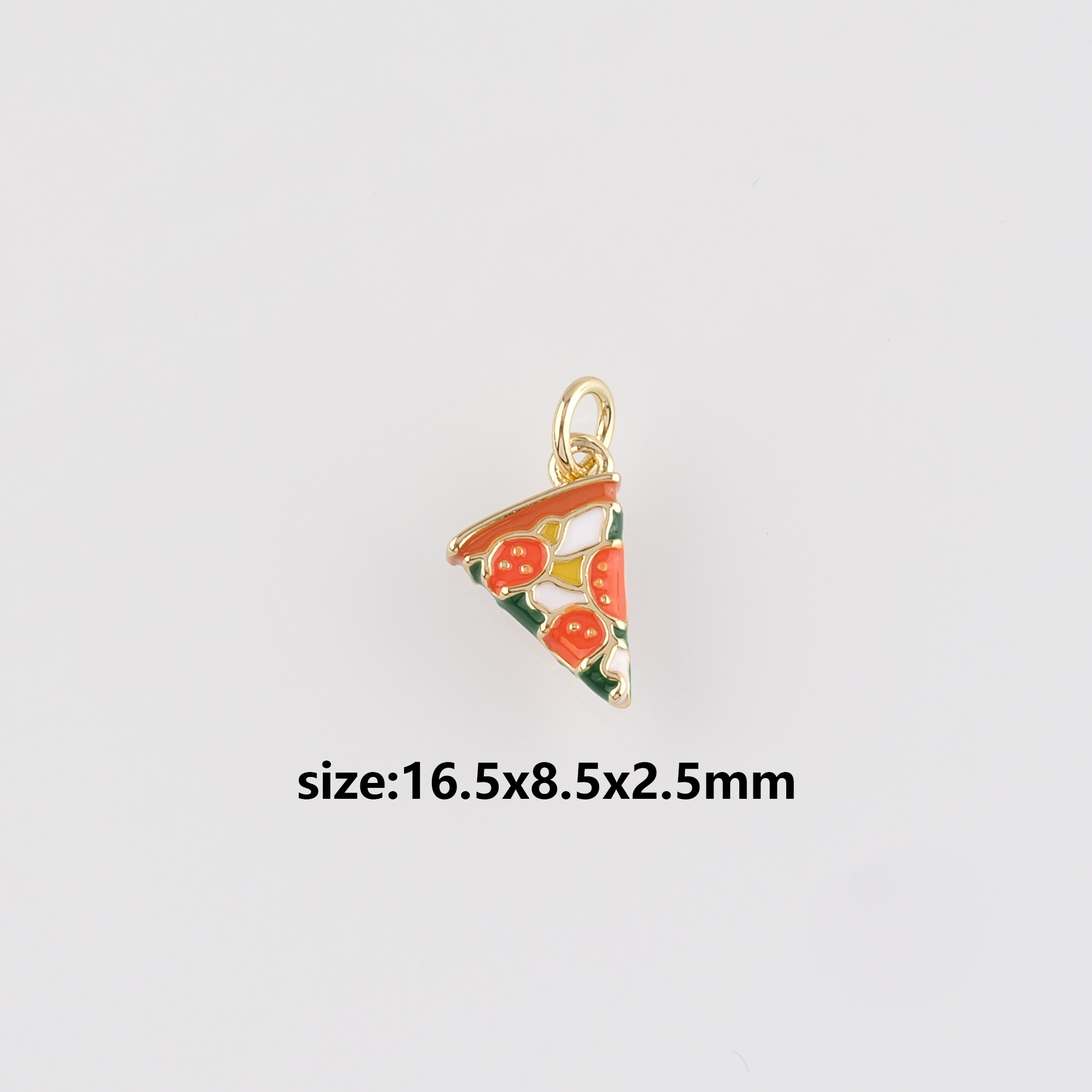 18K Gold Filled Pizza Pendant,Enamel Pizza Charm Earrings Necklace for DIY Jewelry Making Supply