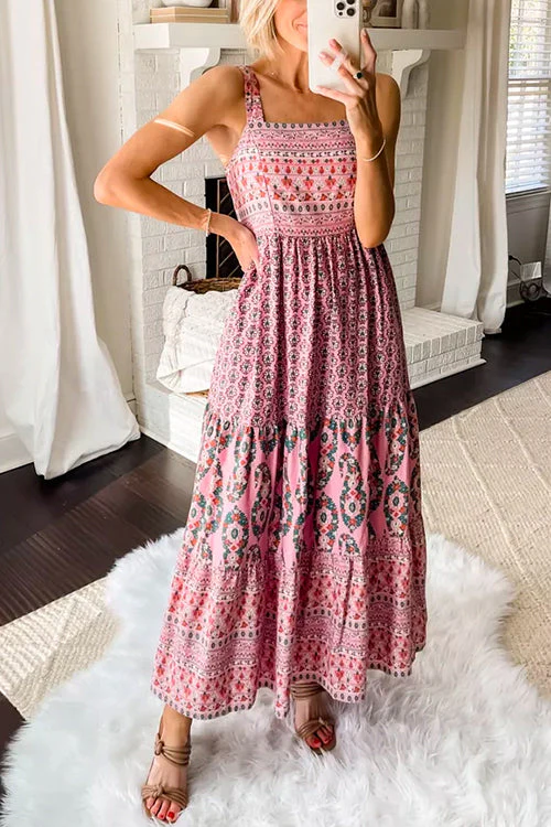 Floral Cami Maxi Dress Square NeckClistos