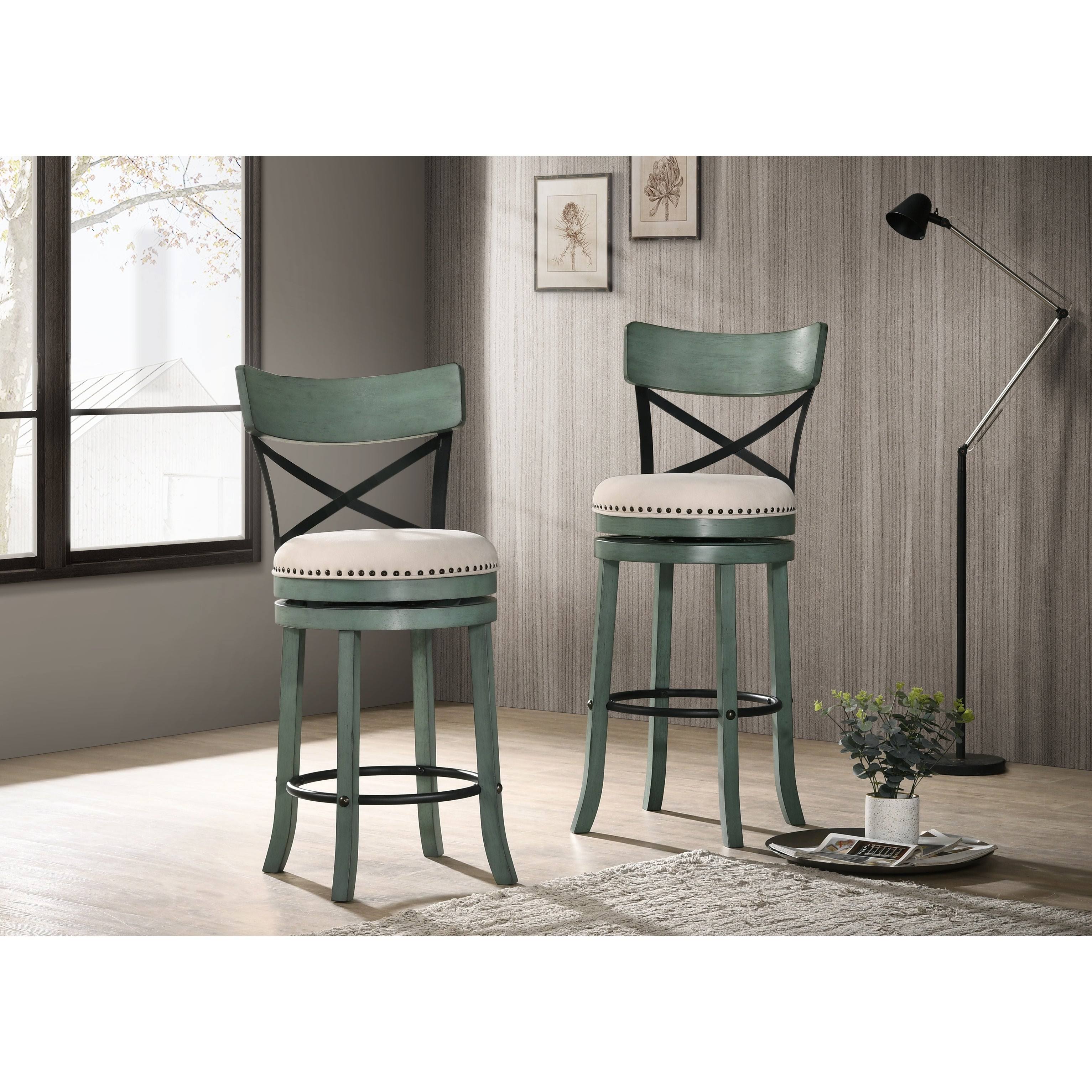 Furniture of America Heidi Modern Farmhouse Swivel Barstools Set of 2 - Sea White - Bar Height