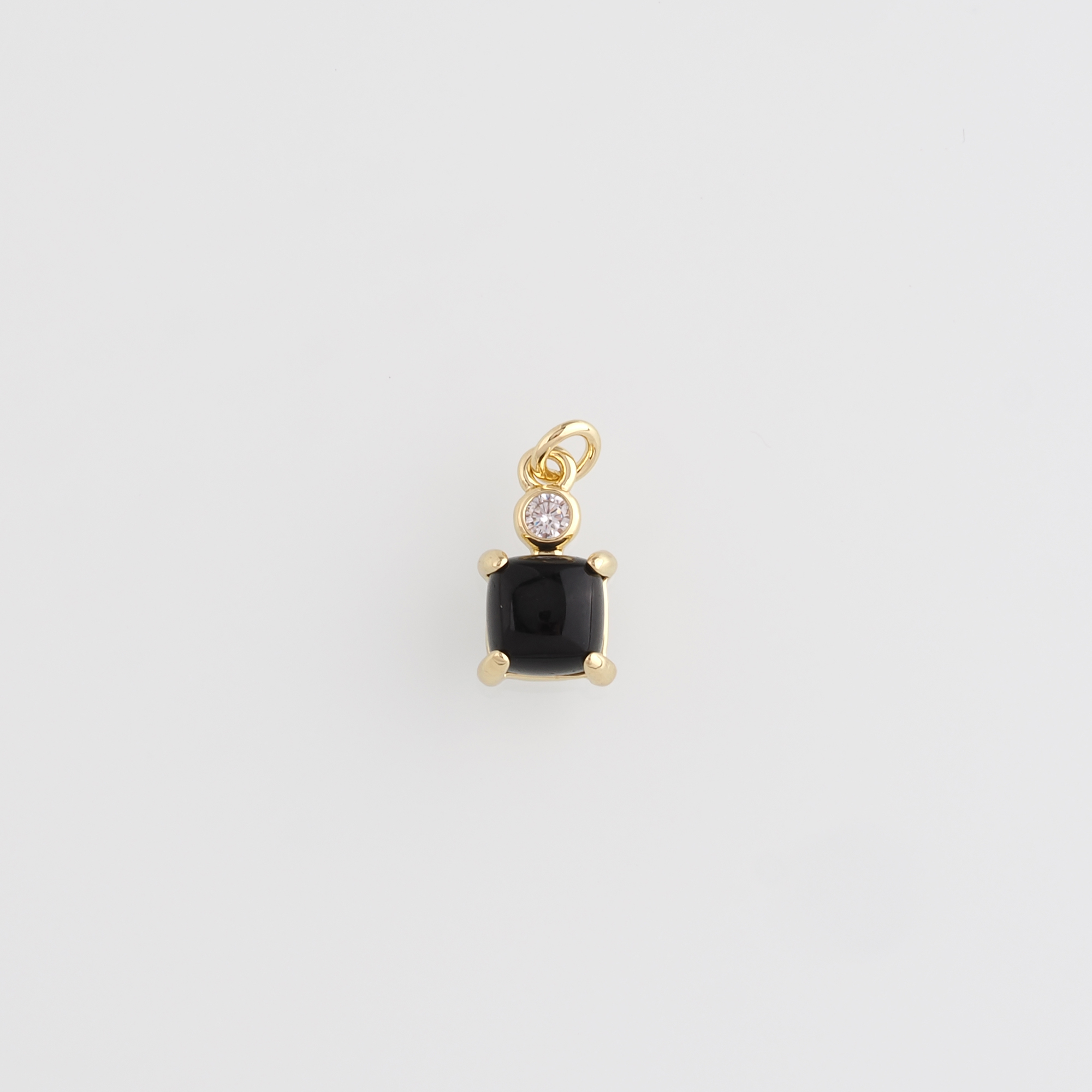 18K Gold Filled Square Pendant,Natural Stone Charm Earrings Necklace for DIY Jewelry Making Supply