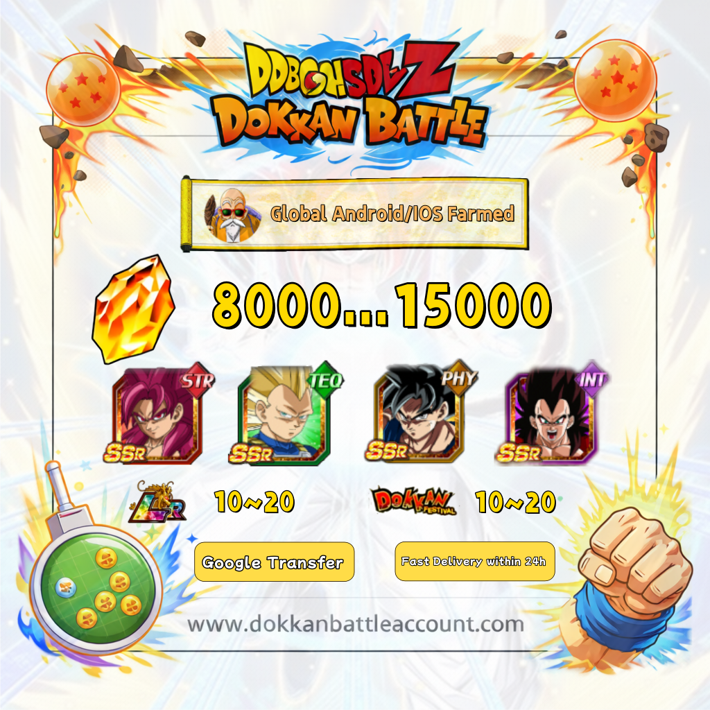 [Global] Dokkan Battle Farmed Account 11000+ DS with 11th anniversary Super Saiyan 4 Goku (DAIMA) and Super Saiyan 3 Vegeta (DAIMA) For Android and IOS
