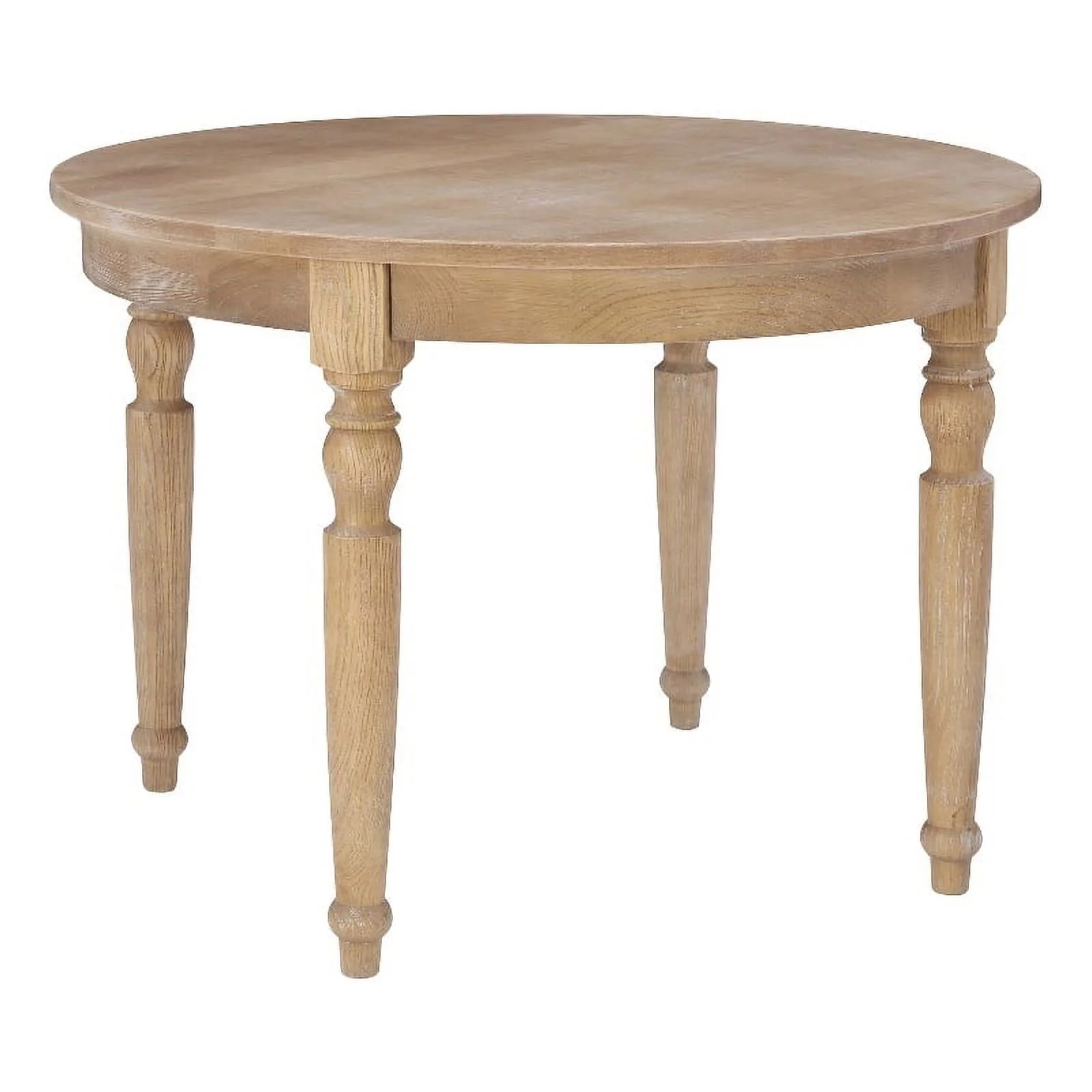 Linon Avalon Oak Wood Round Dining Table Decorative Turned Legs in Natural Brown