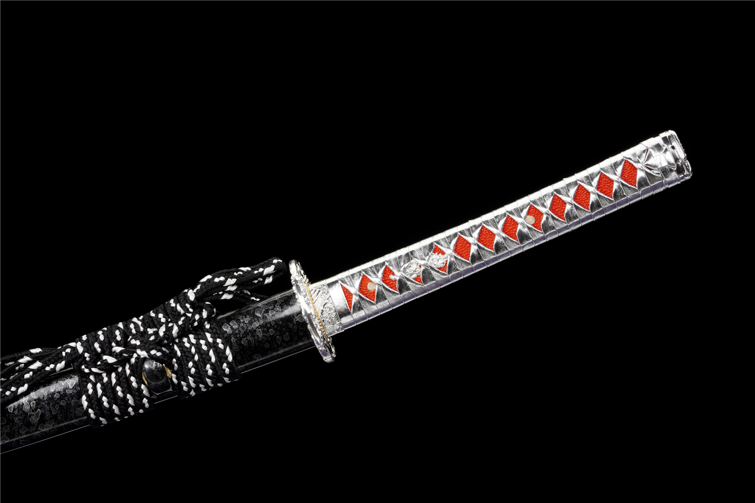 Handmade Katana High Carbon Purple Blade Alloy Tsuba Silver Saya Full Tang