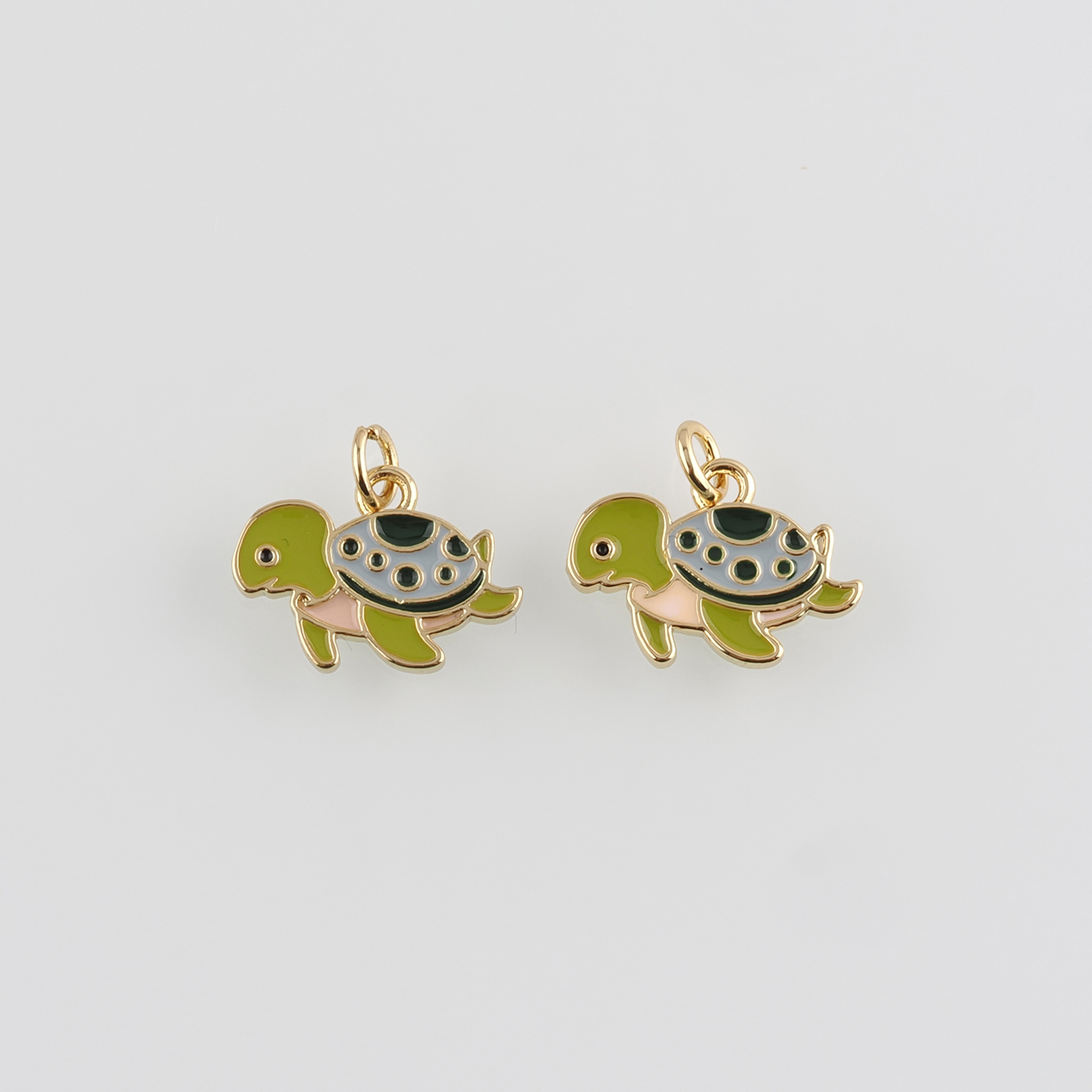 18K Gold Filled Turtle Pendant,Enamel Turtle Charm Earrings Necklace for DIY Jewelry Making Supply