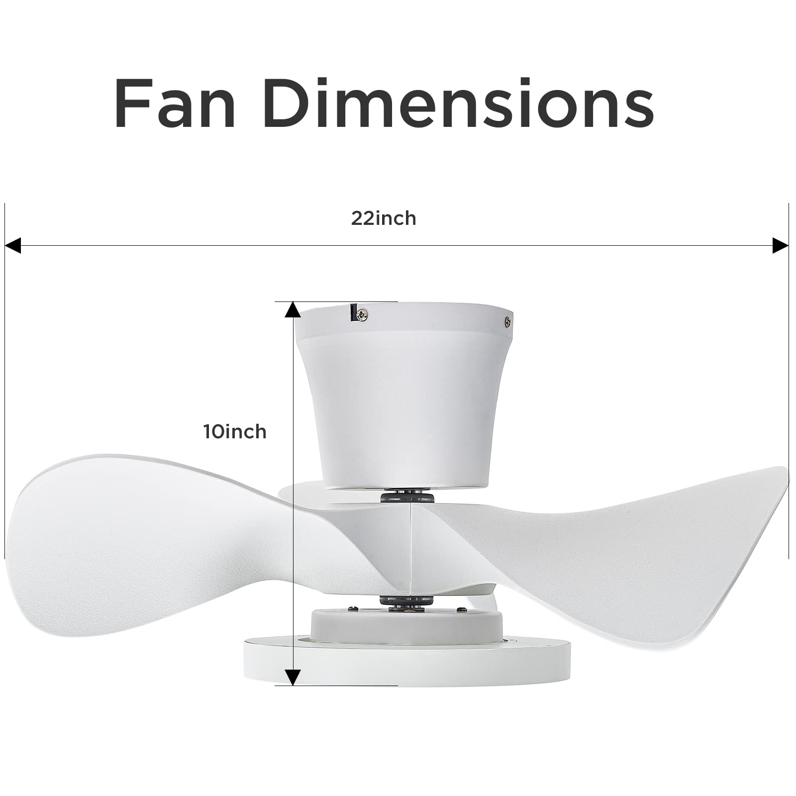 Ocioc Quiet Ceiling Fan with LED Light 22 inch Air Volume Remote Control for Kitchen Bedroom Dining Room