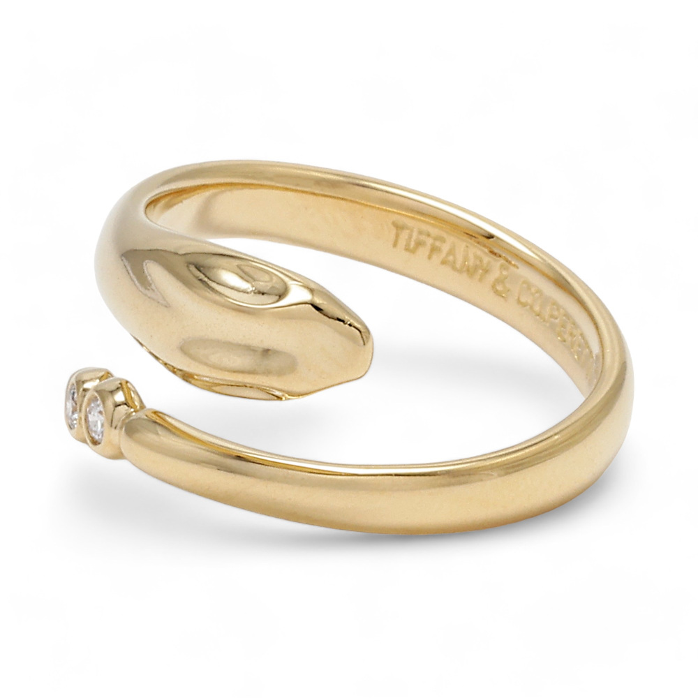 Tiffany & Co. Elsa Peretti Snake Ring 18K Yellow Gold Diamond