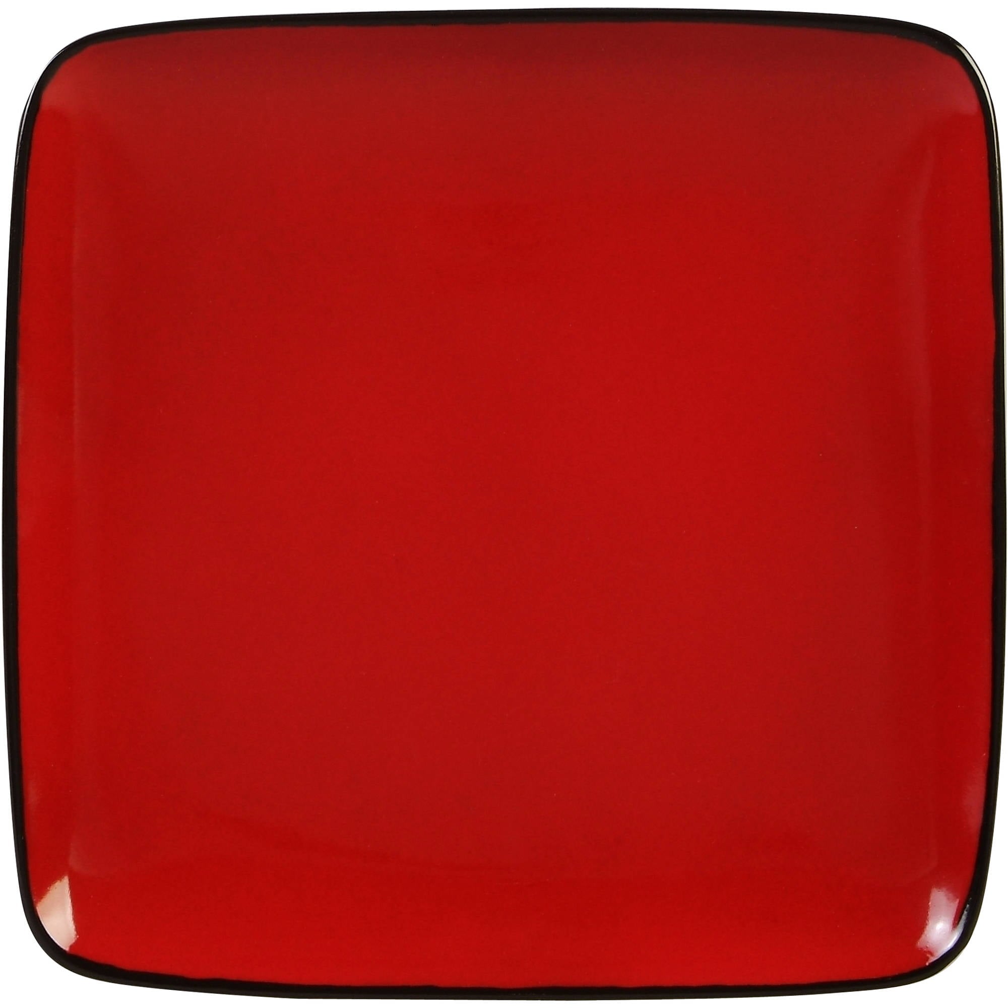 Better Homes and Gardens Rave Square Dinnerware, Red, Set Of 16