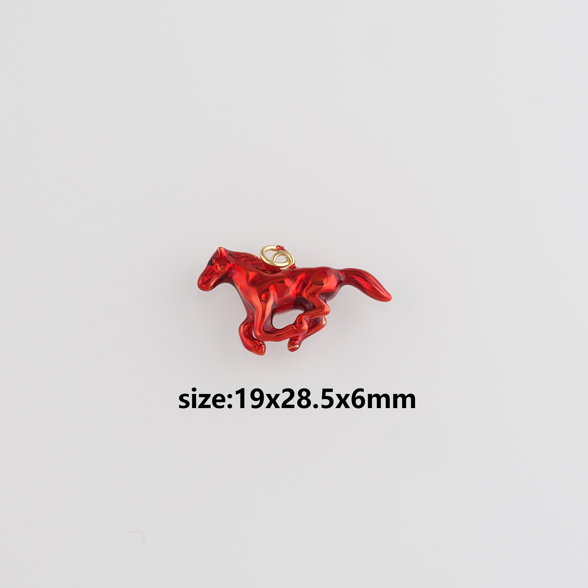 18K Gold Filled Horse Pendant,Enamel Horse Charm Earrings Necklace for DIY Jewelry Making Supply