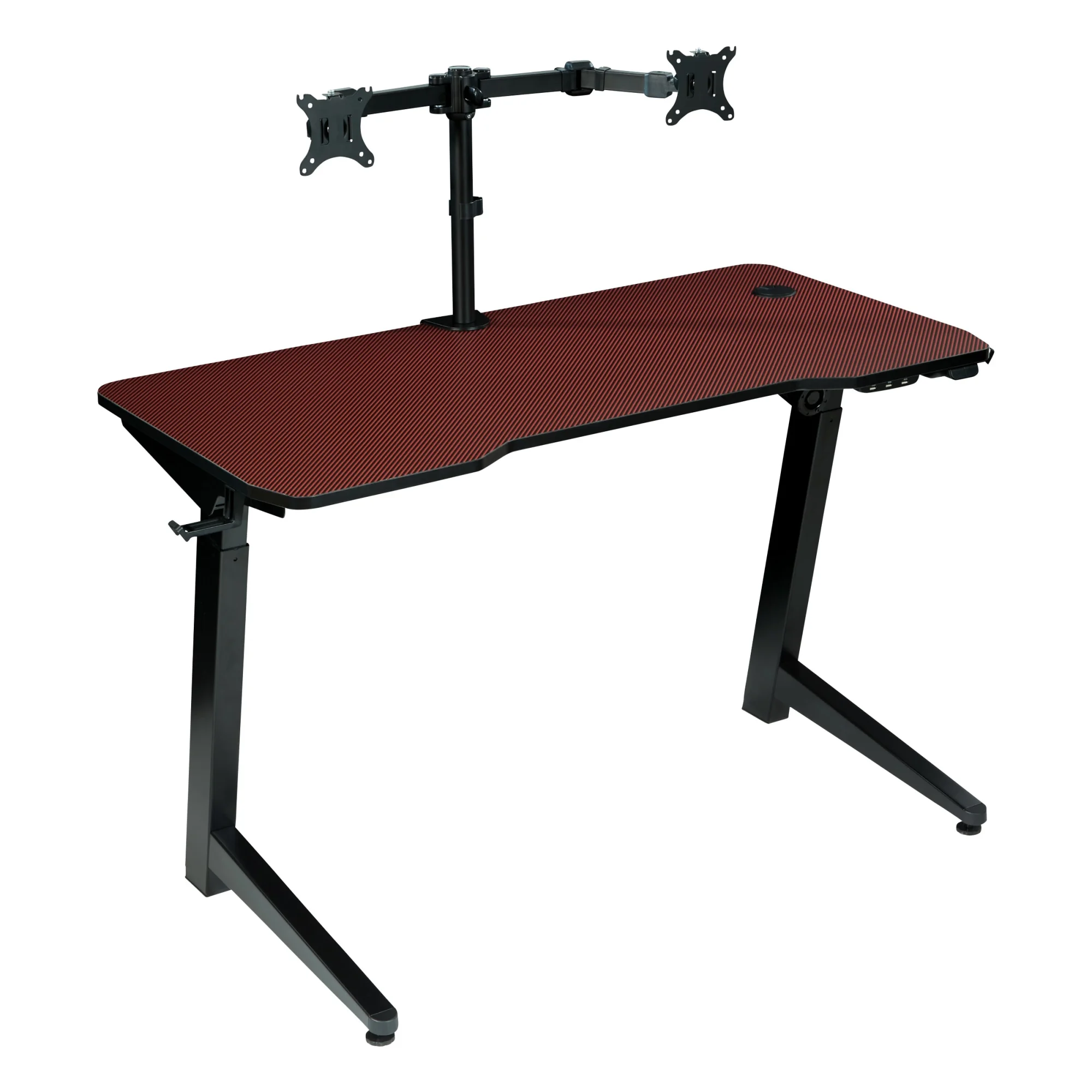 Arena 1337 Battlestation Electric Gaming Desk in Red  Engineered Wood