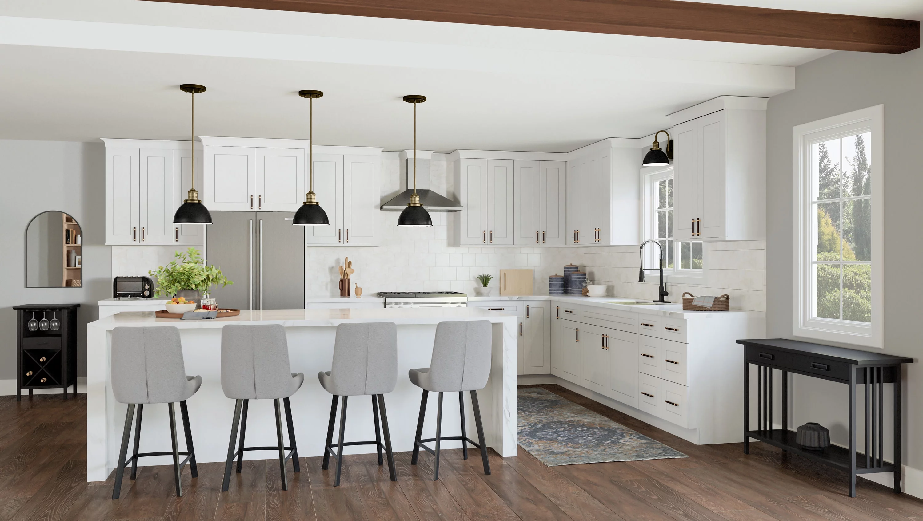Design House 561415 Brookings Unassembled Shaker Base Kitchen Cabinet 42x34.5x24, White