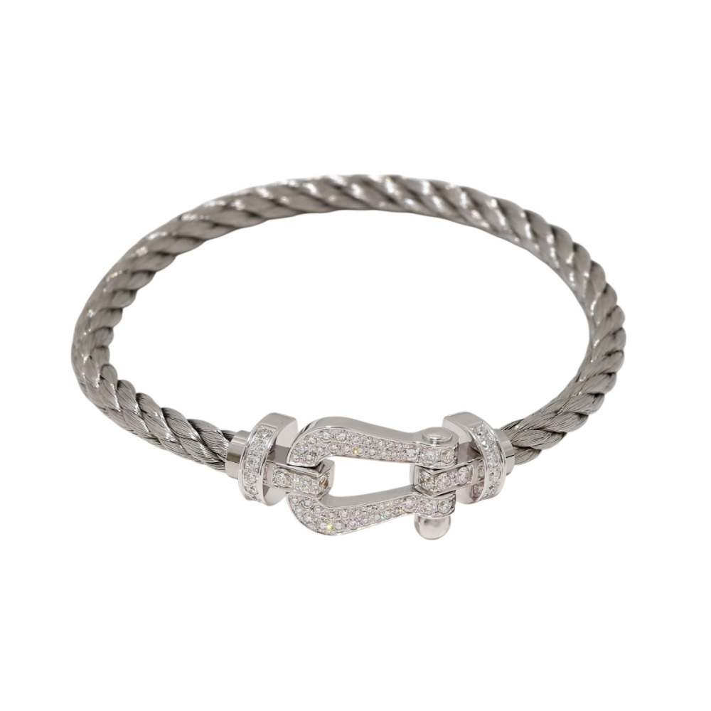 FRED Force 10 Bracelet 18K White Gold & Stainless Steel Diamond 0B0050-6B0109