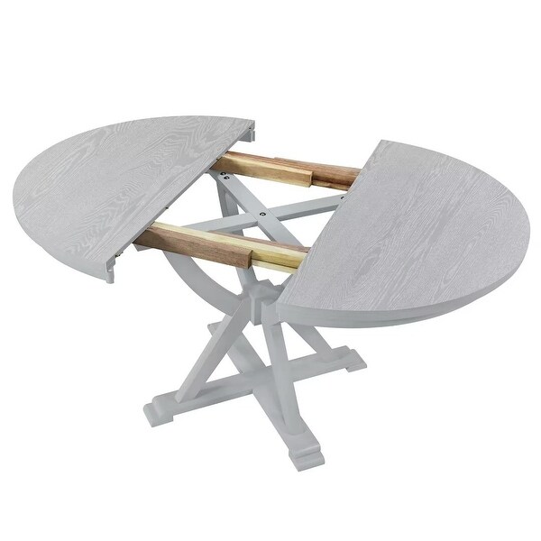 5Piece Extendable Round Dining Table Set with 15.7