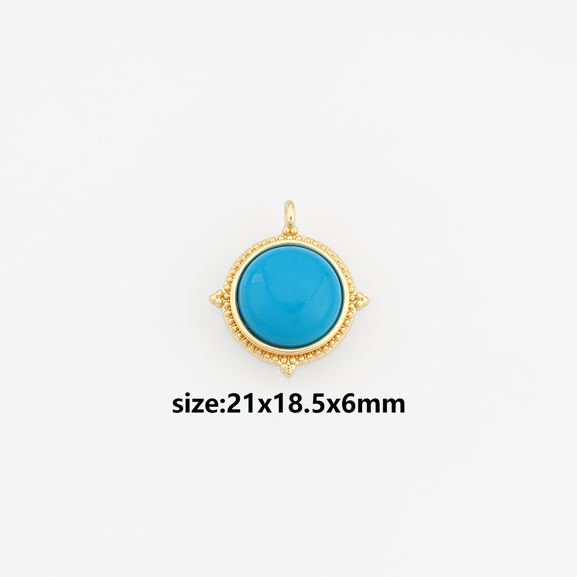 18K Gold Filled Round Pendant,Natural Stone Earrings Necklace for DIY Jewelry Making Supply