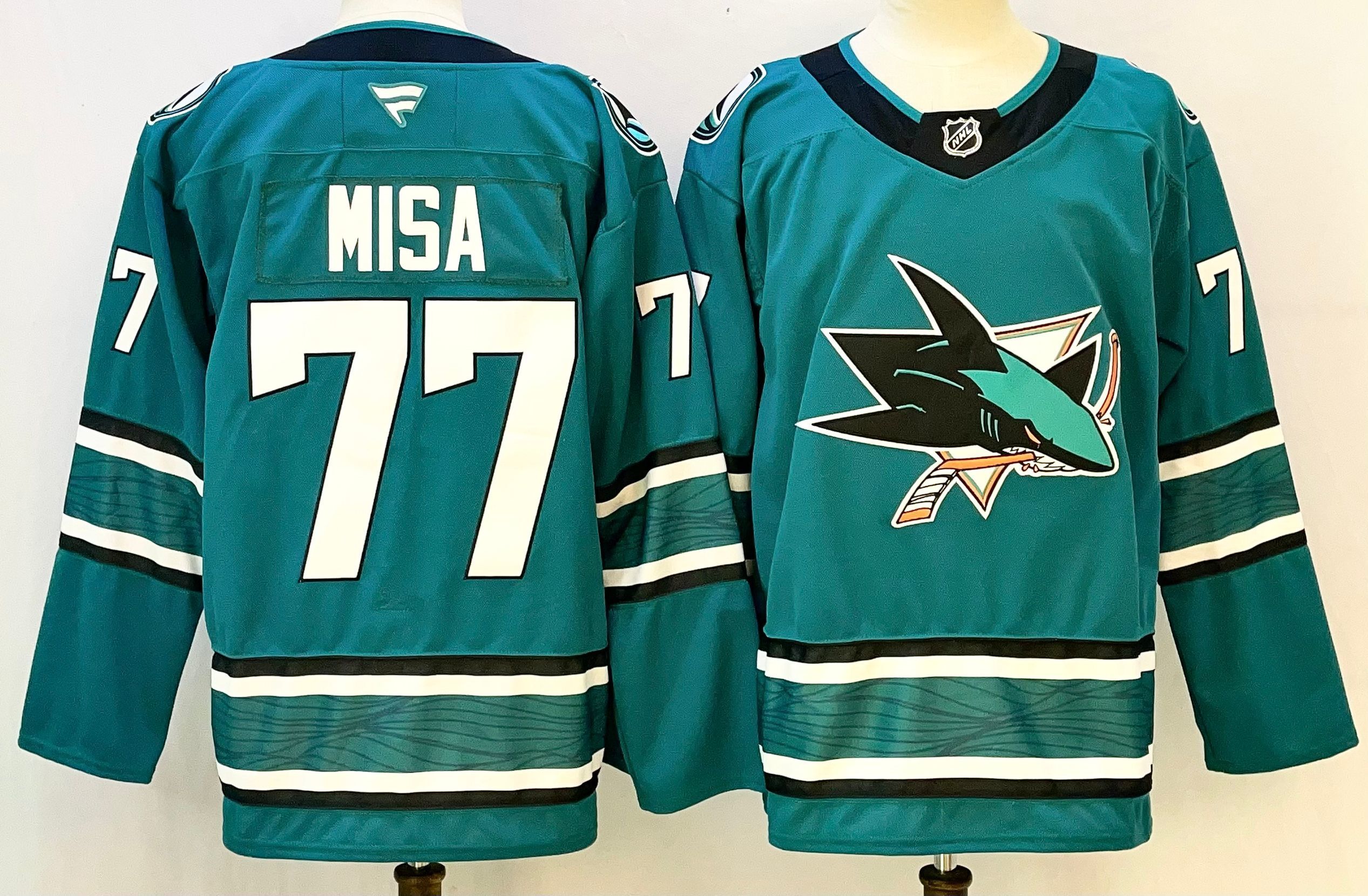 Men's San Jose Sharks Michael Misa #77 Fanatics Teal Breakaway Jersey