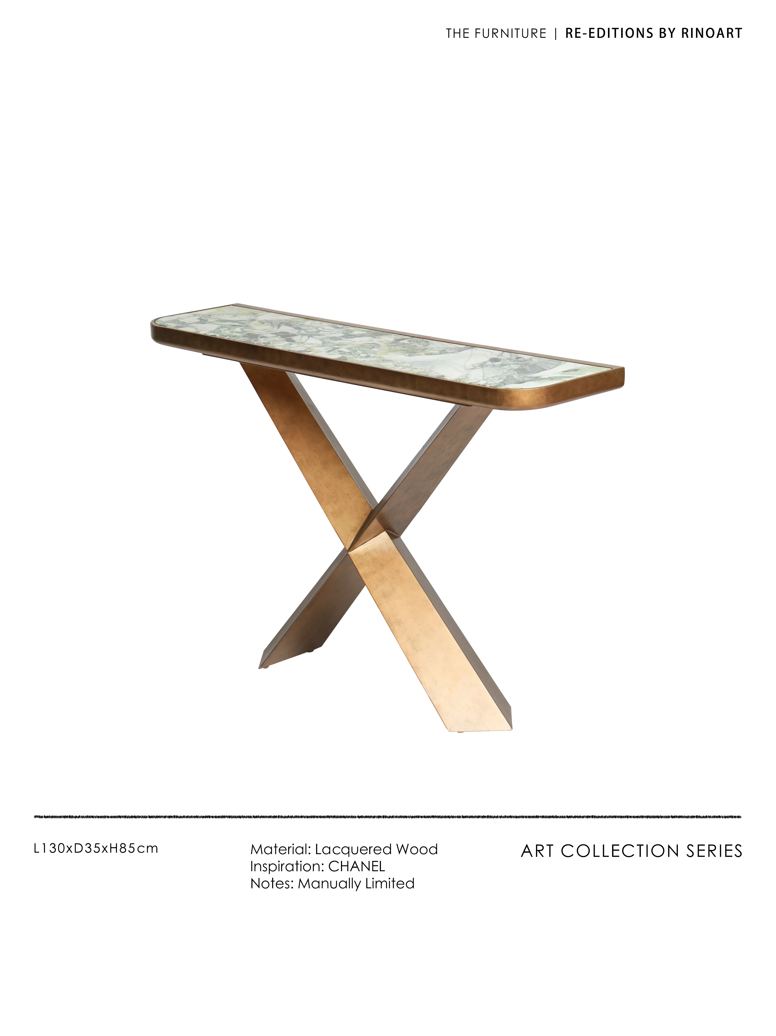 YA034 - Italy Natural Cold Jade Marble Solid Wood Brass Foyer Guest Table Entrance Hallway Side Table