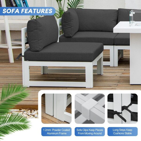 Nicesoul White Aluminum Modern Patio Furniture Sectional Sofa Set with Cushion