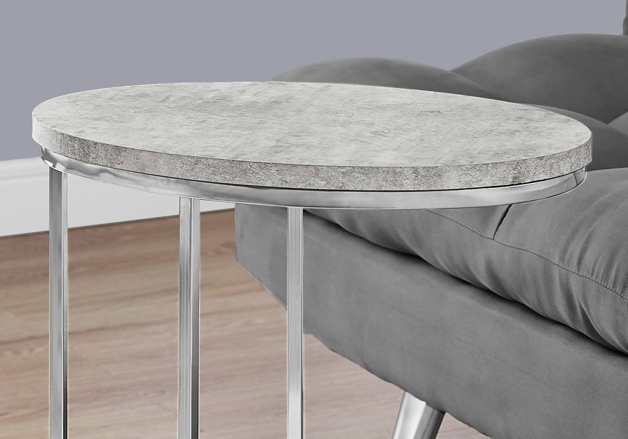 18.5x22 x 12x22 x 25x22 Grey Particle Board Laminate Metal Accent Table