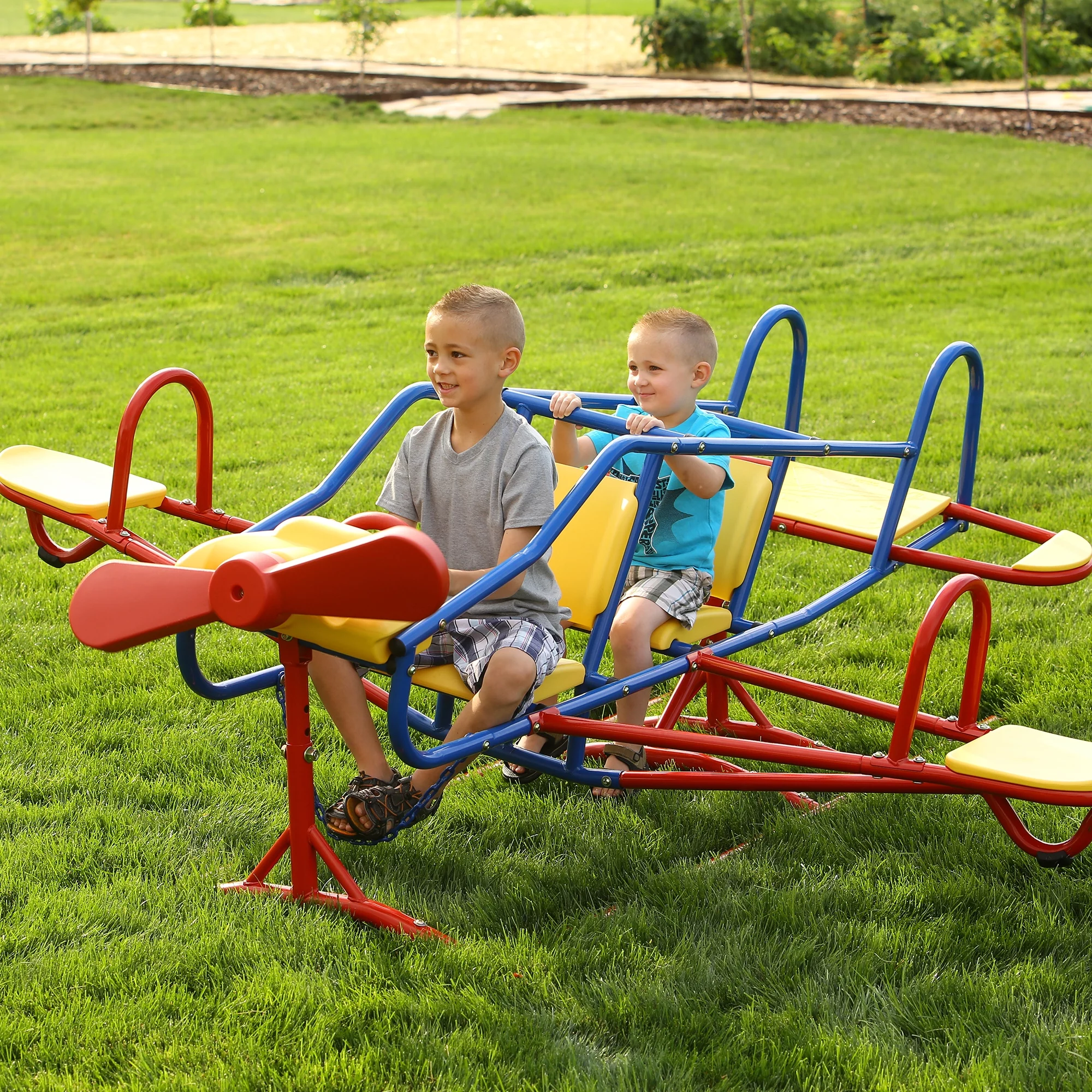 Lifetime Kid's Ace Flyer Metal Teeter Totter, Yellow, Red and Blue (151110)