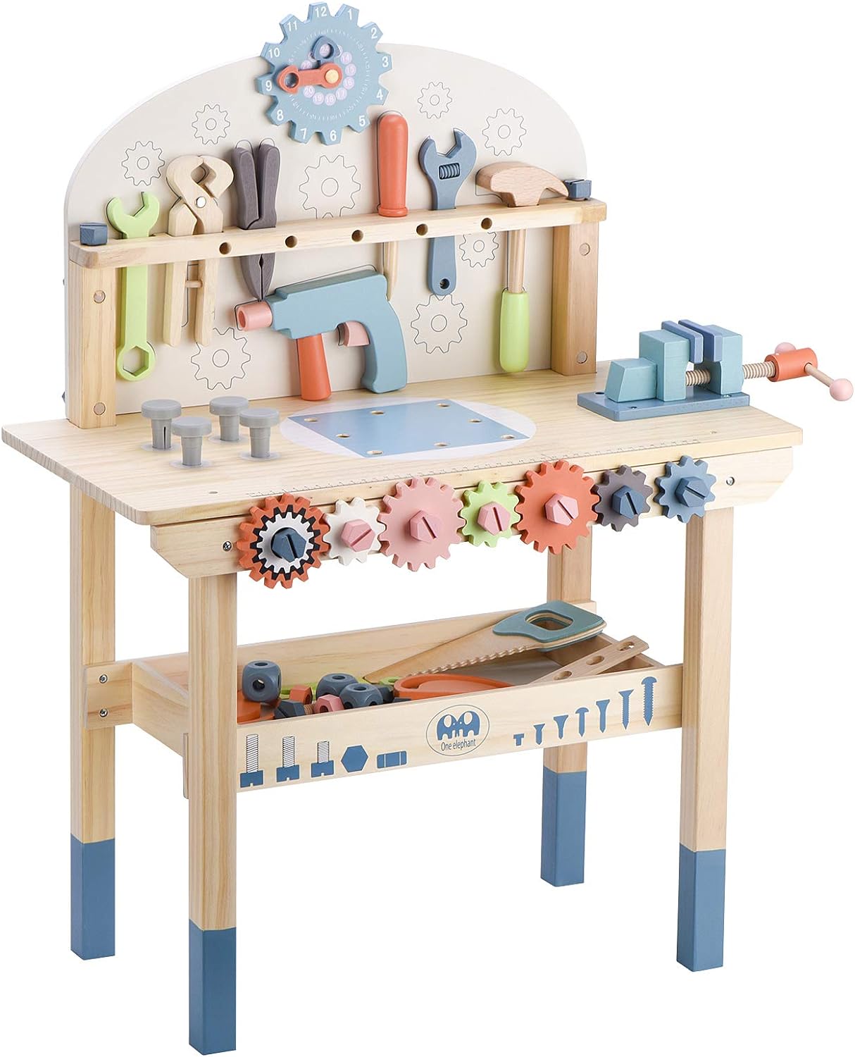 Kids Tool Bench Workshop Workbench with Tool Set Wooden Construction Workbench
