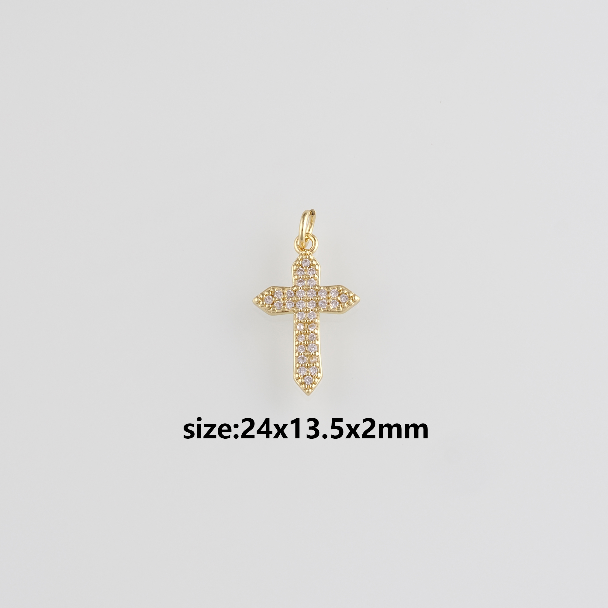 18K Gold Filled Cross Pendant,CZ Micro Pave Cross Charm Earrings Necklace for DIY Jewelry Making Supply