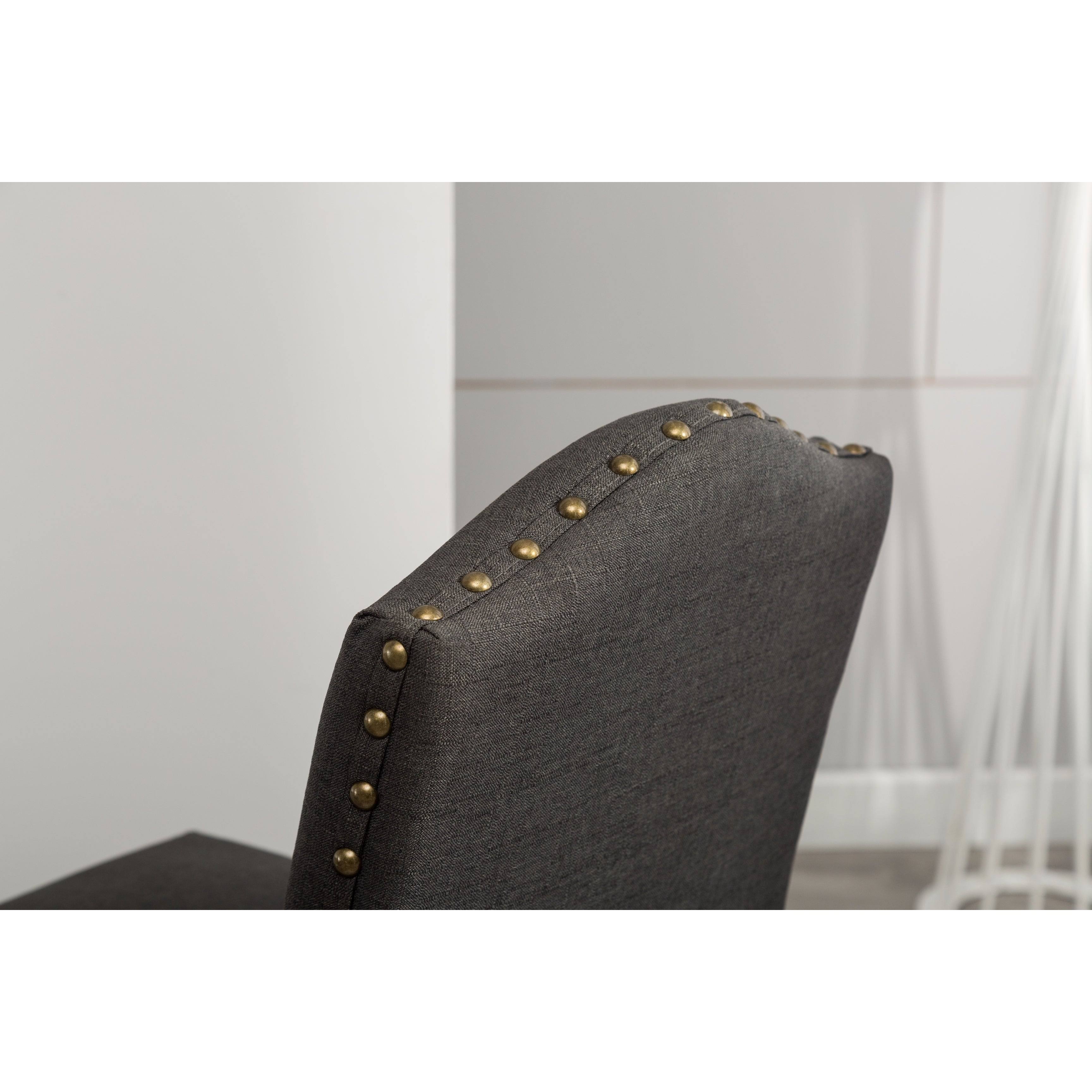 Roundhill Furniture Mod Urban Style Solid Wood Nailhead Fabric Padded Counter Height Stool, Set of 2, Charcoal